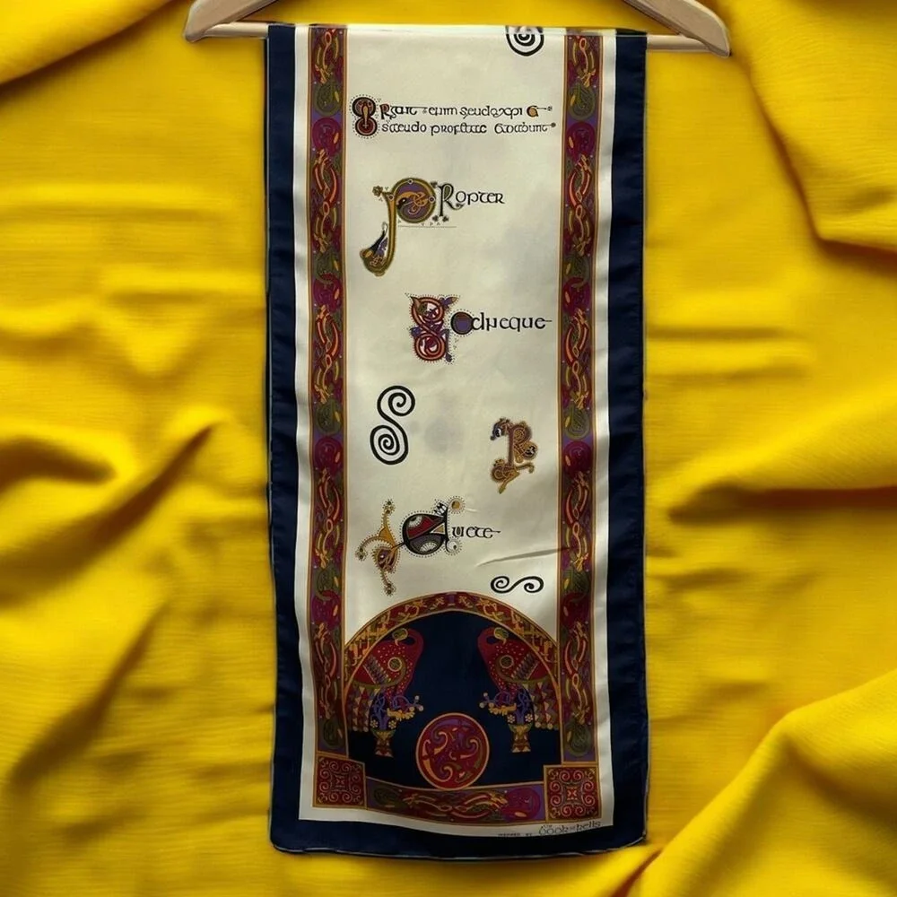 The Book of Kells Celtic Silk Scarf Womens Accessory Irish Heritage‎ Religious